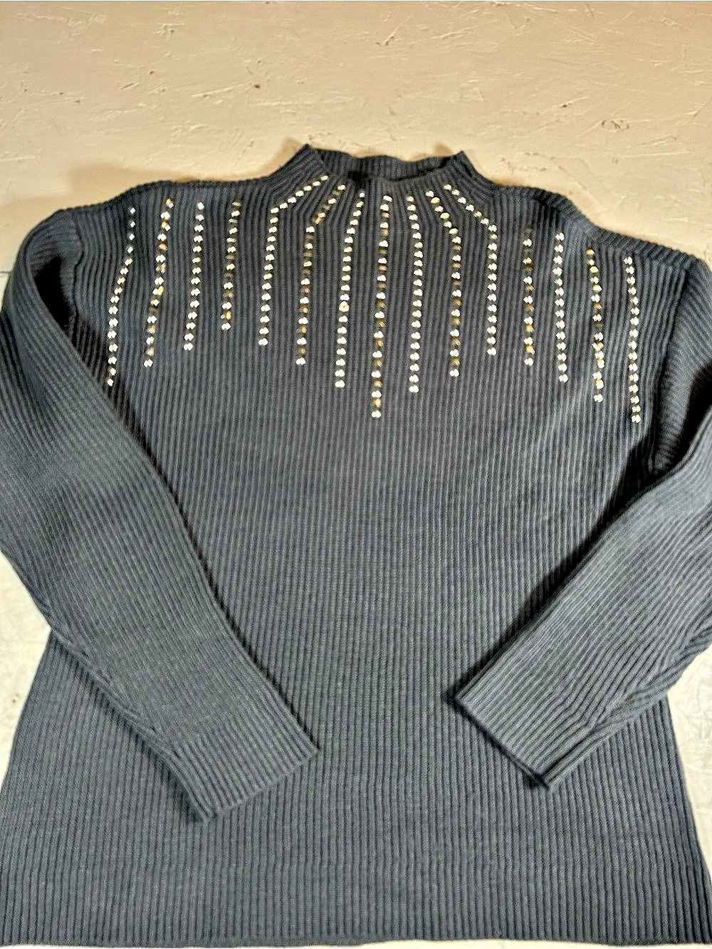 a. love story Studded Turtleneck Sweater in Gray XL Like New